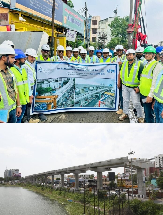 chennai metro completed piling on 8 km stretch of line 2