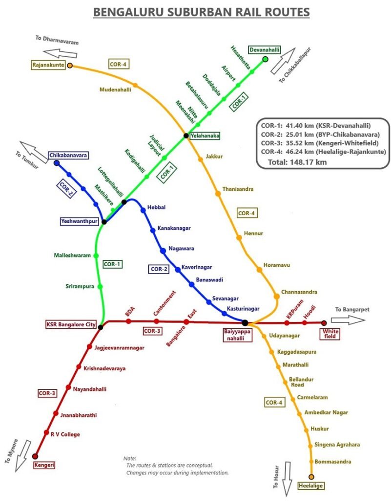 Bengaluru Suburban Rail Project: A Progress Amidst Uncertainties 4 BengaluruSuburbanRailRouteMap 1 1
