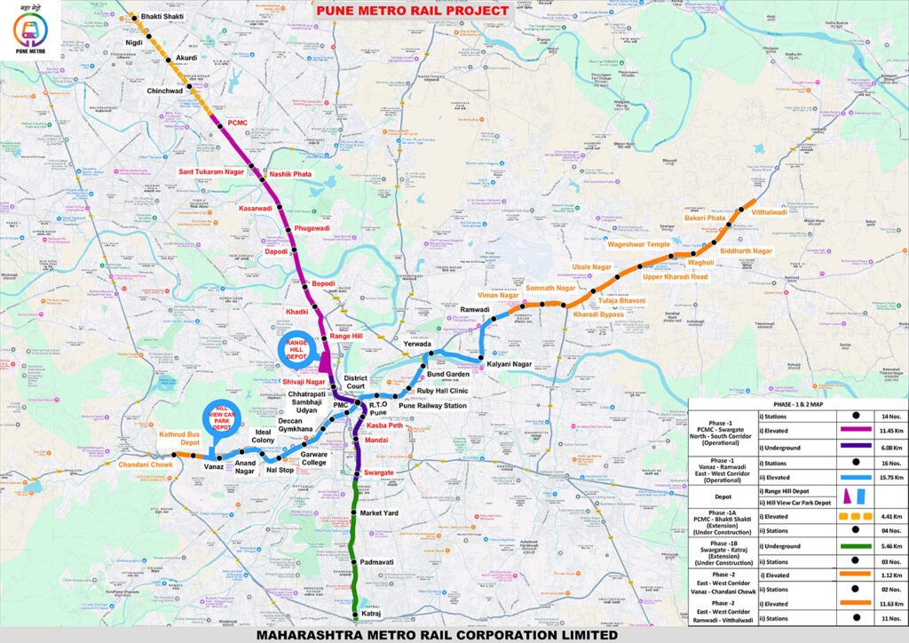 Bids Re-Invited for Electrification Contract of PCMC -Nigdi Stretch of Pune Metro 1 Pune Metro Map