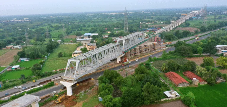 Mumbai – Ahmedabad Bullet Train Project: 9th Steel Bridge Completed in Gujarat Mumbai – Ahmedabad Bullet Train Project: 9th Steel Bridge Completed in Gujarat