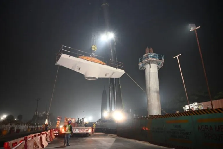 Agra Metro Line 1 Work Advances with Pier Cap and U-Girder Placement Agra Metro Line 1 Work Advances with Pier Cap and U-Girder Placement