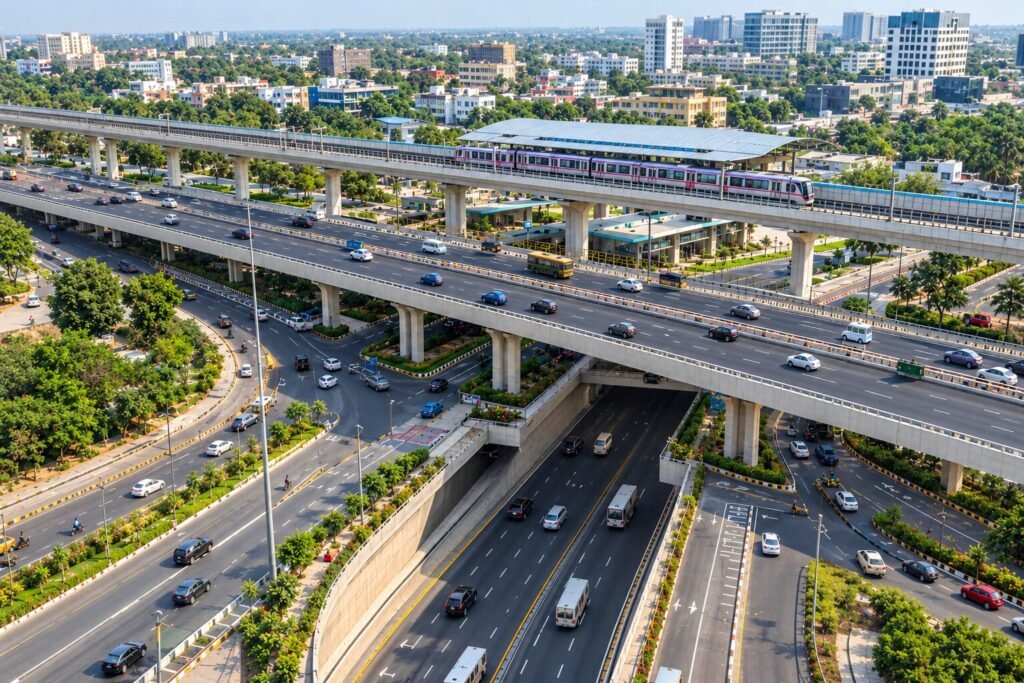Proposed double-decker flyover and metro viaduct at Bakhtawar Chowk in Gurugram